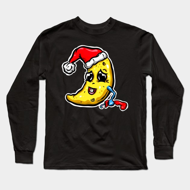 Christmas Moon Cartoon Long Sleeve T-Shirt by Squeeb Creative